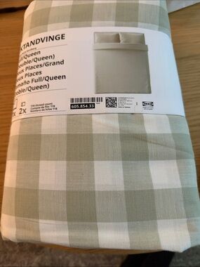 IKEA sage and white check duvet cover